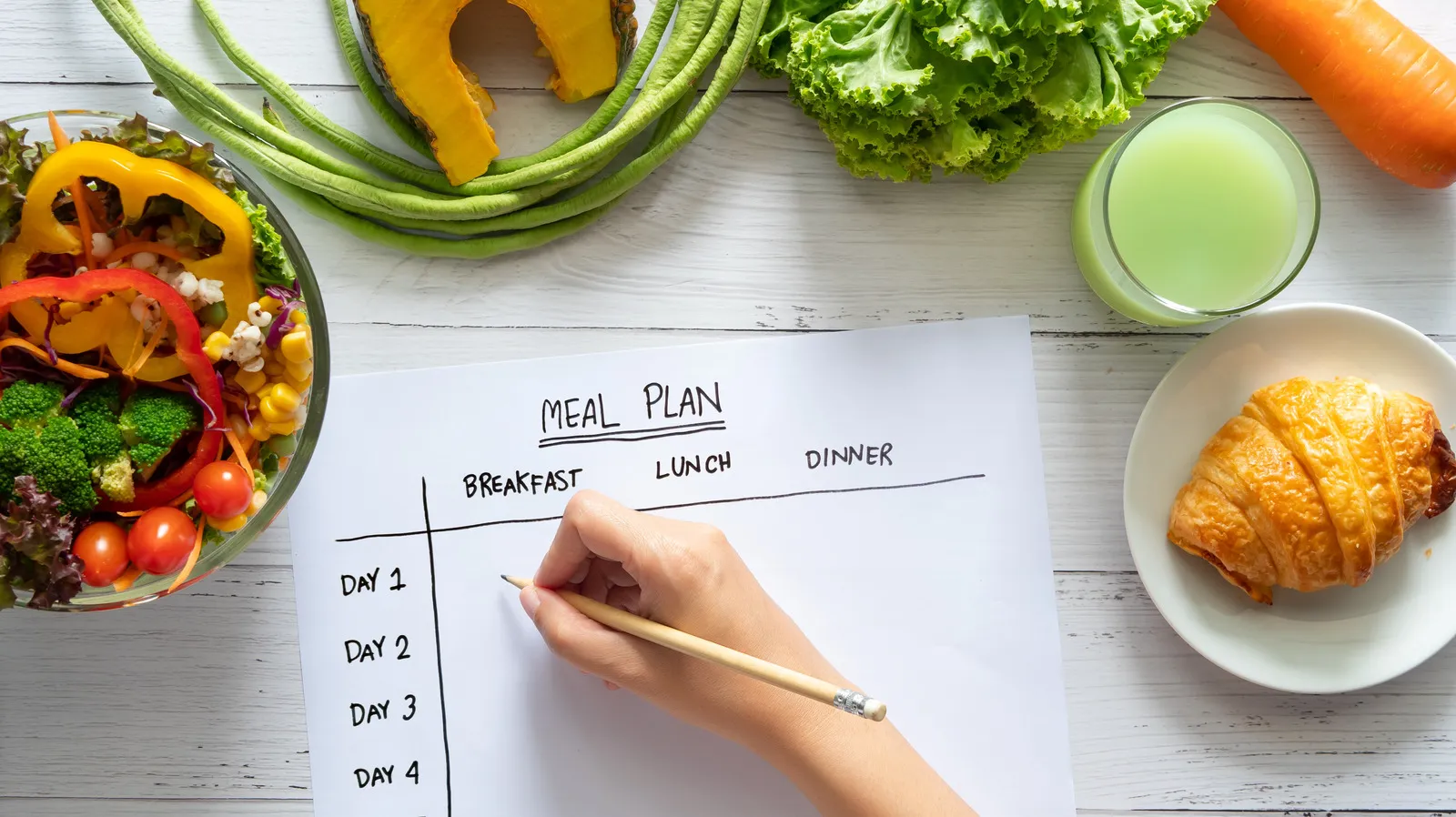 Prepared weekly meal layout on a table